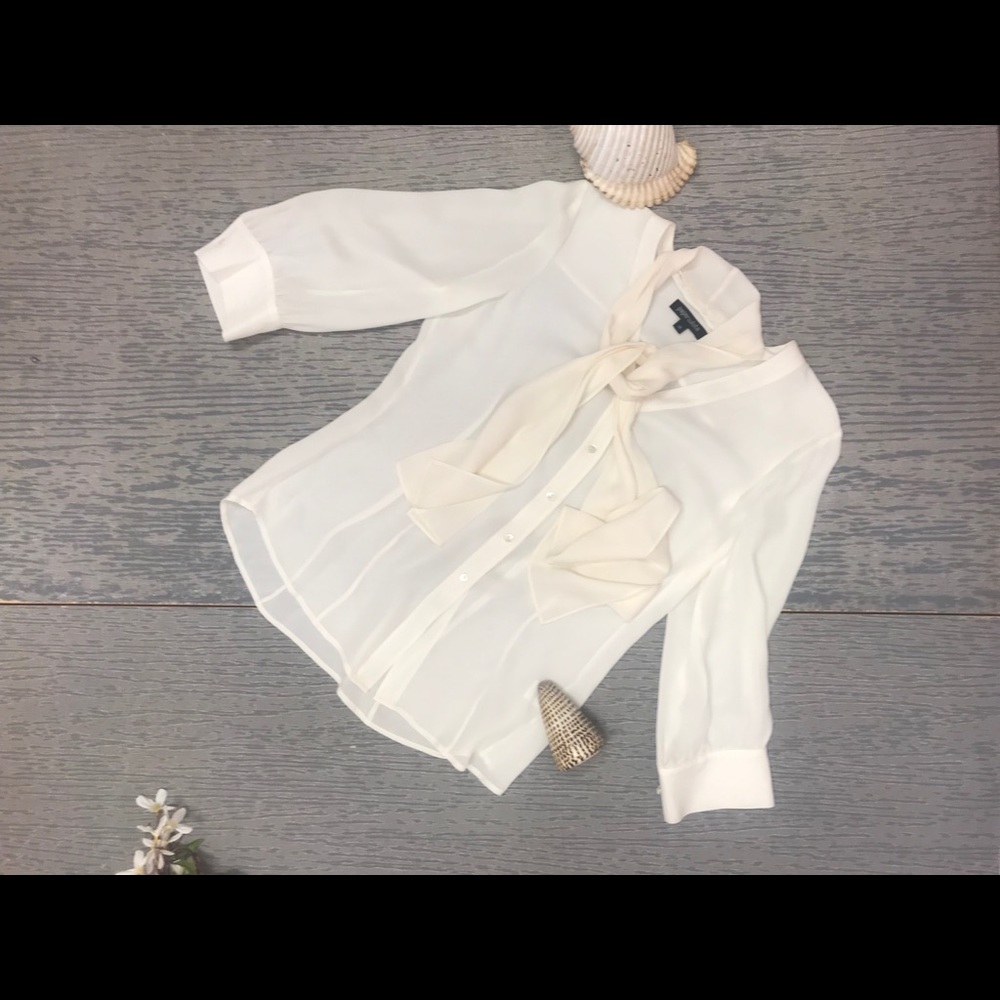 NWOT Paper White Sheer Button Up Blouse